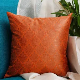 Orange Traditional Polyester Blend 16x16 Inch Cushion Cover by Zeba image 1