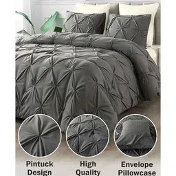 the white moss Marquis Pleat Pinch luxurious AC King Comforter with 2 Pillow Cover image 4