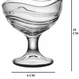 indusbay Glass Dessert Bowl 4 Pieces Crystal Glass Curve Wave Shape Ice Cream Bowl Cup Set of 150ml image 4