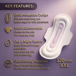 noliqs Sanitary Pads XXL Size (40 Count) Comfortable for Heavy Flow | Super Soft | Sanitary Pad image 4