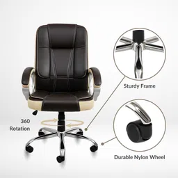 rw rest well Venture Ergonomic Office Chair| Swivel Chair with Adjustable Height Leatherette Office Adjustable Arm Chair image 4