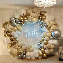 r g accessories Solid Brown White Golden Silver Balloons Garland Decoration Kit With Arch Pack Of 50 Balloon-picture-35