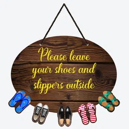 Please Leave Your Shoes & Slipper Outside Wooden Wall Hanging for Home Door Item-image-28