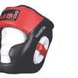 usi Immortal Leather Full Face In Black Red Ideal For Boys/ Men's Boxing Head Guard image 1