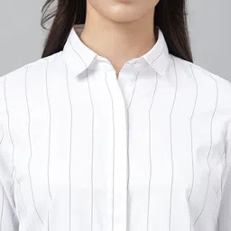english navy Women Regular Fit Striped Spread Collar Formal Shirt image 3