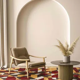obeetee Rust Abstract Wool and Cotton 6 ft x 9 ft Hand Tufted Carpet image 1