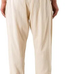 hnv style Women Relaxed White Pure Cotton Trousers image 2