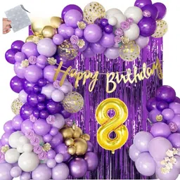 lala balloon Happy birthday Purple theme decoration set.-picture-22