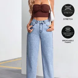 jj denim Women Regular High Rise Light Blue Jeans image 4