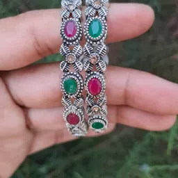 rcl Silver Pearl Silver Bangle Set image 2