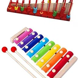 tru toys Calculation Shelf + Xylophone Musical Toy (Combo) Abacus Counting Building image 1