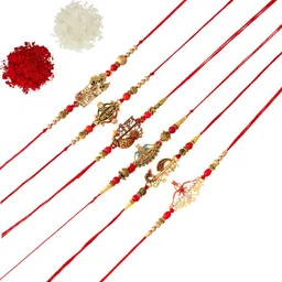 Religious 24-6PC-3715-3711-K.SHYAM-SERIES-6u, Rakhi for brother Mauli Thread Rakhi, Greeting Card, Chawal Roli Pack Set-image-50