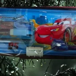 eclet 1pc Double-Decker Metal Pencil Box Geometry Set with Pencil, Eraser and Sharpener for Kids School Stationery(any random design will send) Art Metal Pencil Box image 2