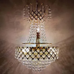 shri mahal antiques crystal gold polish metal 300 mm chandelier hanging ceiling pendant jhoomer Chandelier Ceiling Lamp-picture-16