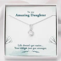 rakva Gift To My Amazing Daughter Wingsâ€ Alluring Beauty Necklace Gift Rhodium Zircon Sterling Silver Pendant Set-picture-22