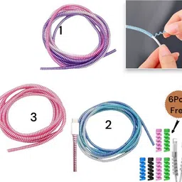 BinkSon (Pack of 3) 1.5 Meter/ 150 cm Shinning Spiral Cable Protector-image-2