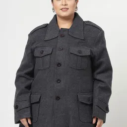 pluss Fleece Solid Coat For Women-picture-29