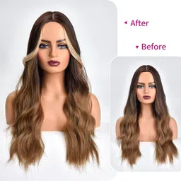 pinaka Long Side Air Bangs, Wavy Curly Clip in Curtain Bangs Front Side Bangs Hair Extension image 2