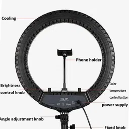 eloies 18" Pro Ring Light 3color 9ft Heav Stand with bag Makeup & Conetent Creation Ring Flash image 5