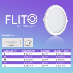 elleys Hi-Fi FLITO 10W ROUND LED Panel Light for Ceiling With Inbuild Driver ( 1 Pcs ) Ceiling Light Ceiling Lamp image 4