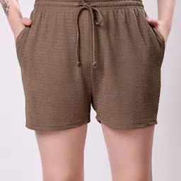 Solid Women Brown Regular Shorts-image-56