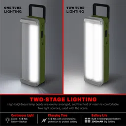 24 energy Hi-Bright 48 LED Tube Light with 2 Stage Lighting Mode Rechargeable Battery 6 hrs Flood Lamp Emergency Light image 5