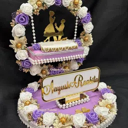 unique palette Beautiful Engagement Ring Platter,10x10x13 inch, 2 Detachable Ring Boxes Tray Wood Decorative Platter-picture-15