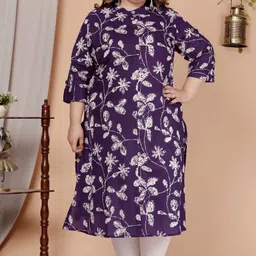 avnii Women Floral Print Pure Cotton A-line Kurta-picture-22