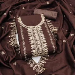 m fashion Unstitched Art Silk Salwar Suit Material Embroidered-picture-10