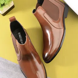 roadster Men tan solid round toe high top regular zipped regular chelsea casual boots Boots For Men-picture-40