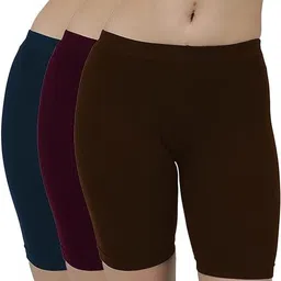roro Pack of 3 Solid Women Multicolor Cycling Shorts image 4