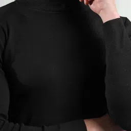 frekman Men Woven Turtle Neck Black Sweater image 4