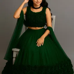trivora Solid Semi Stitched Lehenga Choli image 4