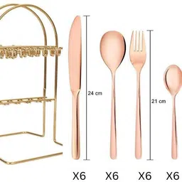 krupasadhya Cutlery Set Rose Gold Color Fork And Spoon Set ,Butter Knife,Stainless Steel Stainless Steel Cutlery Set image 3