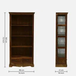 amberville from pepperfry Stafford Sheesham Wood Bookshelf In Scratch Resistant Provincial Teak image 2