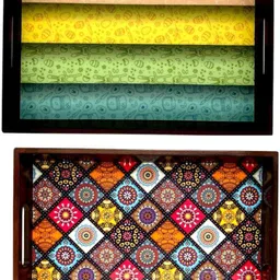 Wooden tray set of 2 with UV print|Serving Tray|Multipurpose Tray|AHS0-T0925_N Tray-image-34