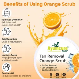 ayumcure Orange Tan Removal Scrub for Men & Women | Vitamin C & Walnut | Brightens Skin Scrub image 3