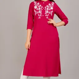 new4u Women Embroidered Viscose Rayon Straight Kurta-picture-22