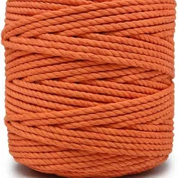 knottycord 3 Ply/Twisted Macrame (100 Meters, 4mm) Cotton Cord/Dori Thread for Macrame DIY, Carfts and Other Projects (Saffron) image 2