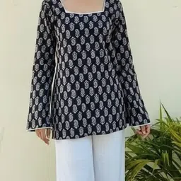 kesari vastra Women Block Print, Printed Pure Cotton Straight Kurta-picture-10