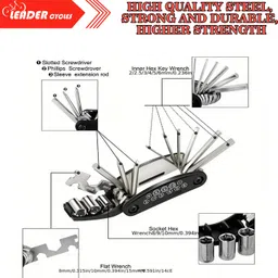 leader Special 15 in 1 Multi-function Bicycle Tools Sets Bike Bicycle Repair Tool Kit Cycling Tool kit image 3