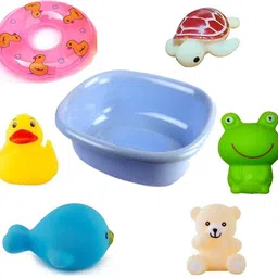 Baby Bath Toys-7 Pcs Chu Chu Bath Toys Cute Animals Swimming Toys Water Toys Non-Toxic , BPA Free Colorful Soft Rubber Float Squeeze Sound Squeaky Bathing Toy for Baby Set Bath Toy-image-55
