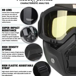 vespa Riding Goggles Mask With Lens ( Night Vision ) Anti Scratch UV Protective Open Face & Eyewear Windproof Dirt Shield Adjustable Laboratory, Blowtorch, Power Tool Safety Goggle image 2