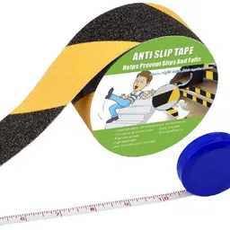 iktu Anti Skid Tape Handheld HighPower Anti-Slip Grip Tape – Glow-in-Dark for Local Illumination - Anti Skid Improves Grip and Prevents Risk of Slippage on Stairs or Other Slippery Surfaces - Keeps You Safe! (50 mm x 5 meter, Yellow-Black) (Manual) image 5