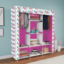 furnigully Digital Mini Flower Printed Carbon Steel Collapsible Wardrobe-picture-26