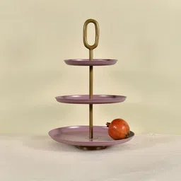 elan Ovalo Three Tier Cupcake and Dessert Stand (Mauve) Stainless Steel Cake Server image 5