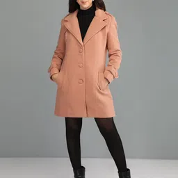 honnete 100 % Polyester Solid Coat For Women-picture-28