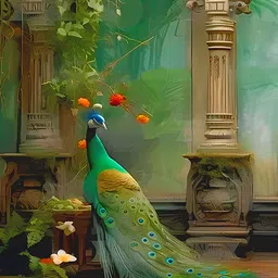 hrk creation Peacock Digital Print Backdrop Cloth for Pooja Decoration (8*5 Feet) image 3