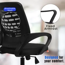 narsa 805 Revolving Chair with Tilt Mechanism in net back, Fixed Arms Mesh Office Arm Chair image 4