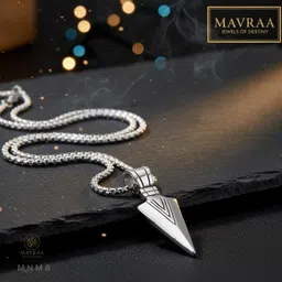 MAVRAA Stylish Silver Arrow Pendant Chain for Men | Stainless Steel Stainless Steel image 1